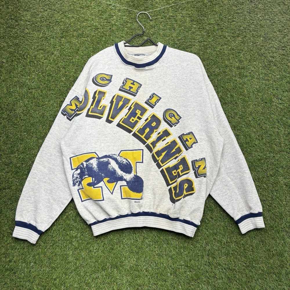 Vintage Michigan Wolverines Sweatshirt Mens Large Crewneck Spellout 90s
